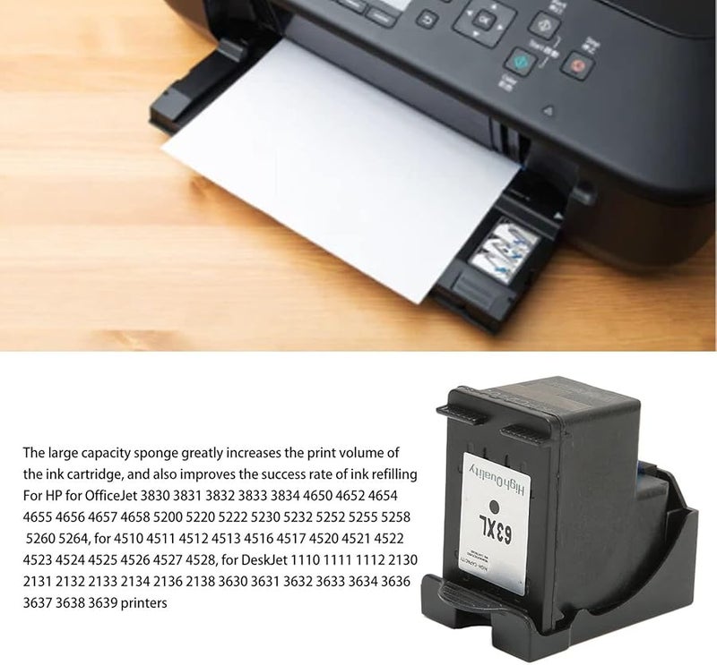يوسو H 63XLBK خرطوشة حبر نافثة للحبر سوداء بديلة لطابعات HP OfficeJet 4520 4512 4516 4650 3830 5255 و Deskjet 3634 3639 - Image 5